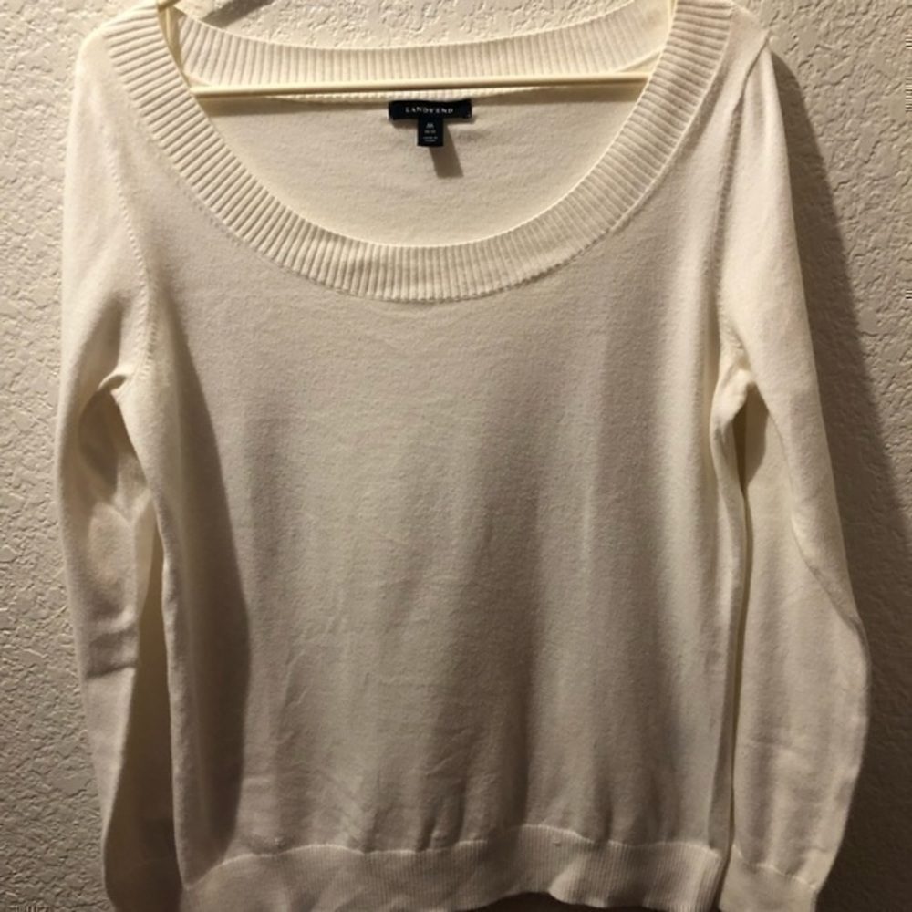 Lands End women’s white sweater - Picture 4 of 9